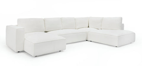 Divani Casa Lulu Modern White Fabric Modular Sectional Sofa With Left Facing Chaise Model VGSX-F22053-LAF-WHT