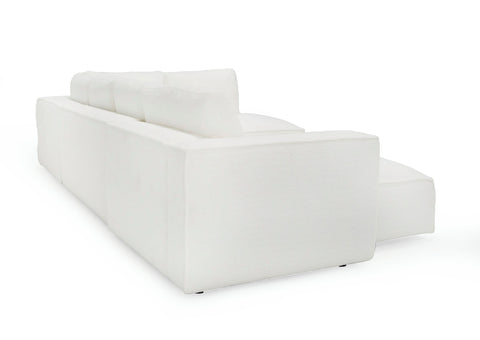 Divani Casa Lulu Modern White Fabric Modular Sectional Sofa With Left Facing Chaise Model VGSX-F22053-LAF-WHT