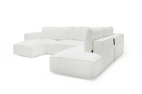 Divani Casa Lulu Modern White Fabric Modular Sectional Sofa With Left Facing Chaise Model VGSX-F22053-LAF-WHT