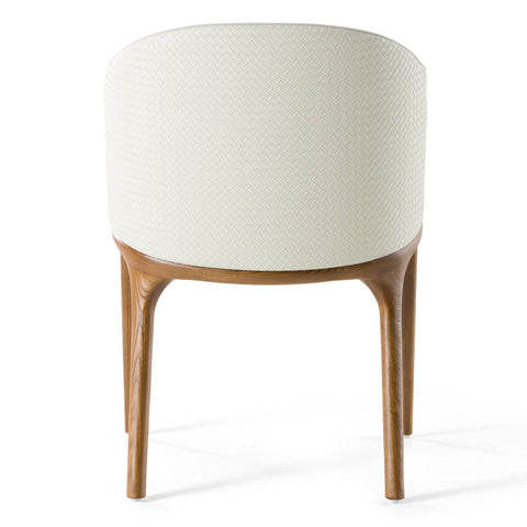 Modrest Lunde Cream Fabric And Walnut Arm Dining Chair Model VGCS-ACH-20071