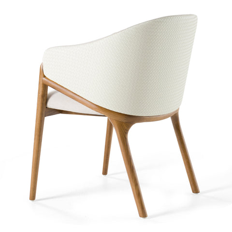 Modrest Lunde Cream Fabric And Walnut Arm Dining Chair Model VGCS-ACH-20071