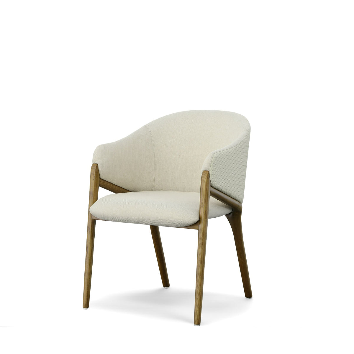 Modrest Lunde Cream Fabric and Walnut Arm Dining Chair By VIG Furniture