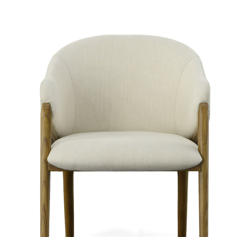 Modrest Lunde Cream Fabric and Walnut Arm Dining Chair By VIG Furniture