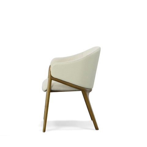 Modrest Lunde Cream Fabric and Walnut Arm Dining Chair By VIG Furniture