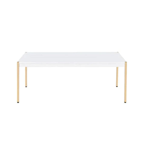 Otrac White & Gold Finish Coffee Table Model LV00034 By ACME Furniture