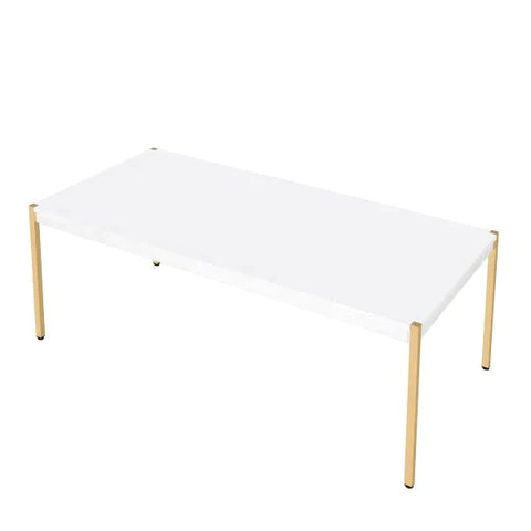 Otrac White & Gold Finish Coffee Table Model LV00034 By ACME Furniture