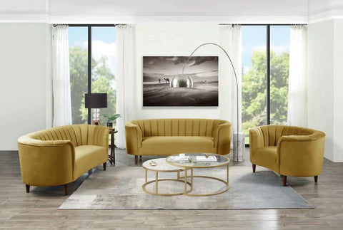 Millephri Olive Yellow Velvet Loveseat Model LV00164 By ACME Furniture