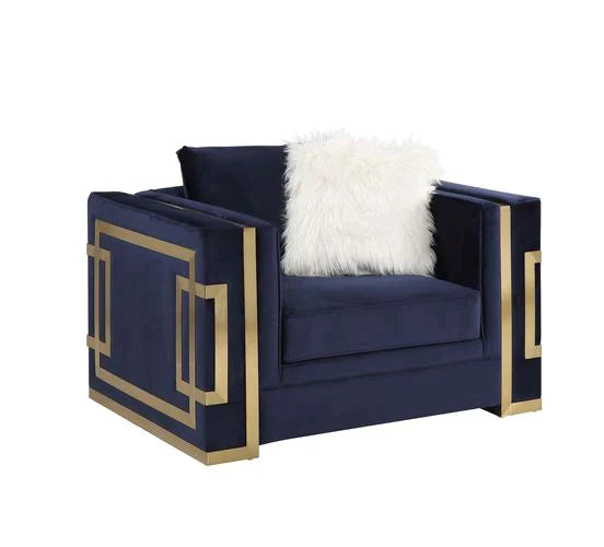Virrux Blue Velvet & Gold Finish  Model LV00295 By ACME Furniture