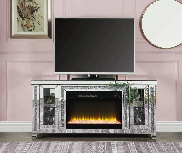 Noralie Mirrored & Faux Diamonds TV Stand Model LV00315 By ACME Furniture
