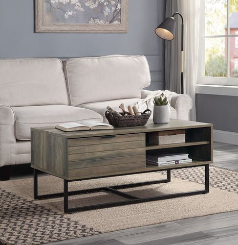 Homare Rustic Oak & Black Finish Accent Table Model LV00323 By ACME Furniture