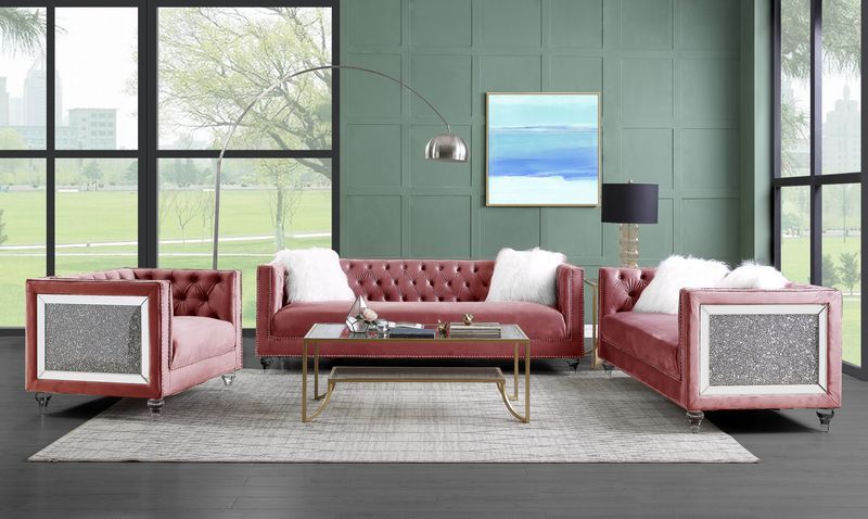 HeiberoII Pink Velvet Sofa Model LV00327 By ACME Furniture