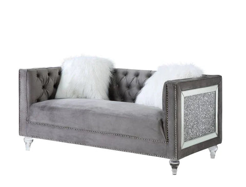 HeiberoII Gray Velvet Loveseat Model LV00331 By ACME Furniture