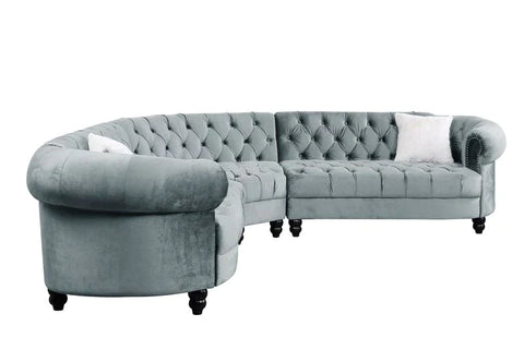 Qulan Light Blue Velvet Sectional Sofa Model LV00344 By ACME Furniture