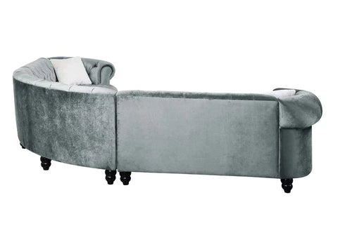 Qulan Light Blue Velvet Sectional Sofa Model LV00344 By ACME Furniture