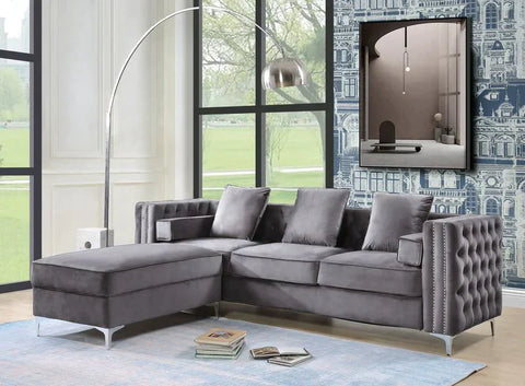 Bovasis Gray Velvet Ottoman Model LV00369 By ACME Furniture