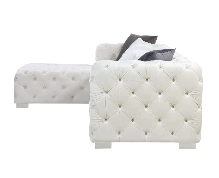 Qokmis Beige Velvet Sectional Sofa Model LV00391 By ACME Furniture