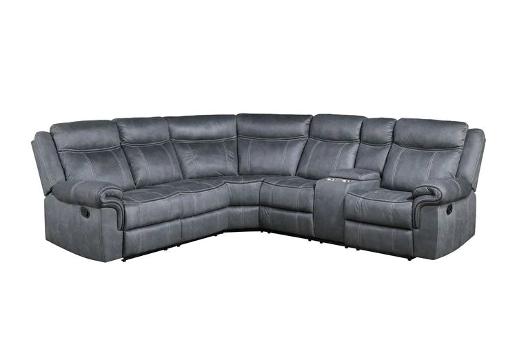 Dollum 2-Tone Gray Velvet Sectional Sofa Model LV00398 By ACME Furniture