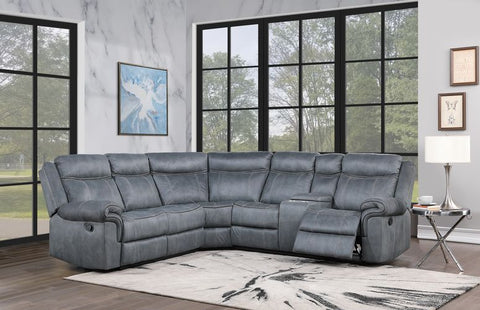 Dollum 2-Tone Gray Velvet Sectional Sofa Model LV00398 By ACME Furniture