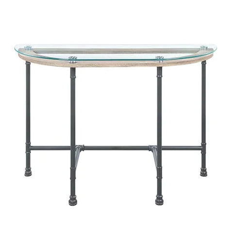 Brantley Clear Glass & Sandy Gray Finish Side Table Model LV00437 By ACME Furniture