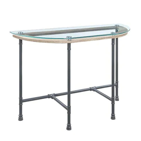 Brantley Clear Glass & Sandy Gray Finish Side Table Model LV00437 By ACME Furniture