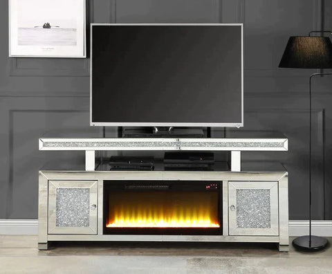 Noralie Mirrored & Faux Diamonds TV Stand Model LV00523 By ACME Furniture
