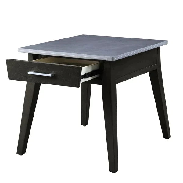 Zemocryss Marble & Dark Brown Finish End Table Model LV00609 By ACME Furniture