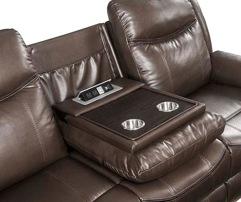 Lydia Brown Leather Aire Sofa Model LV00654 By ACME Furniture