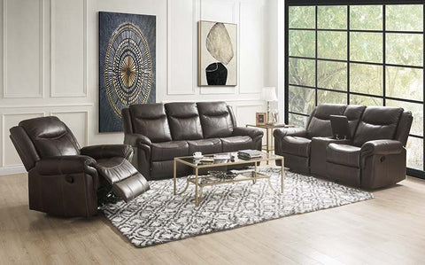 Lydia Brown Leather Aire Sofa Model LV00654 By ACME Furniture