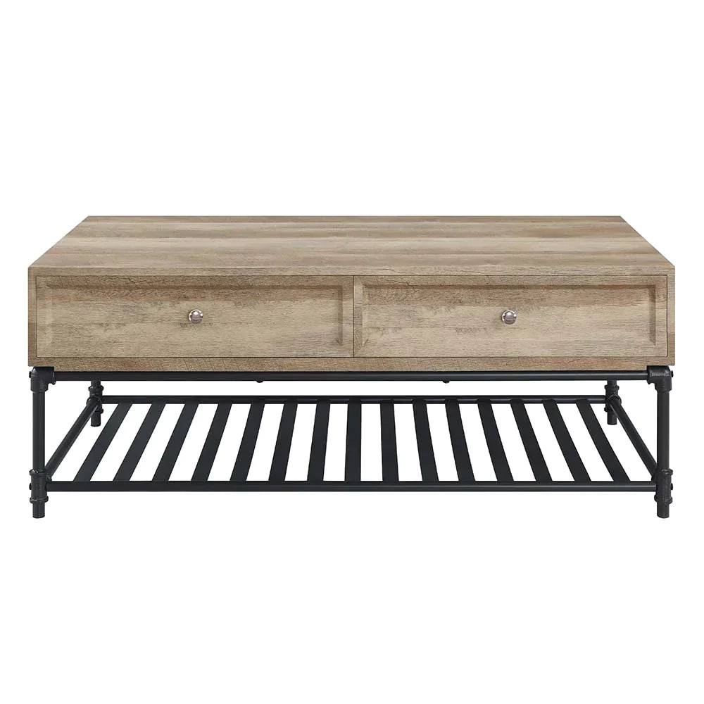 Brantley Oak & Sandy Black Finish Coffee Table Model LV00748 By ACME Furniture