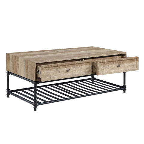 Brantley Oak & Sandy Black Finish Coffee Table Model LV00748 By ACME Furniture