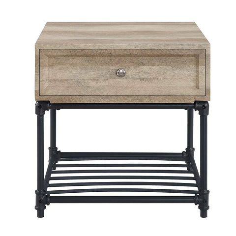 Brantley Oak & Sandy Black Finish End Table Model LV00749 By ACME Furniture