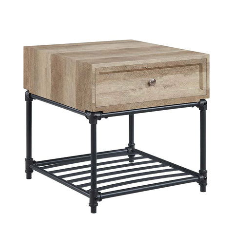 Brantley Oak & Sandy Black Finish End Table Model LV00749 By ACME Furniture