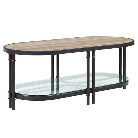 Brantley Oak & Sandy Black Finish Coffee Table Model LV00751 By ACME Furniture