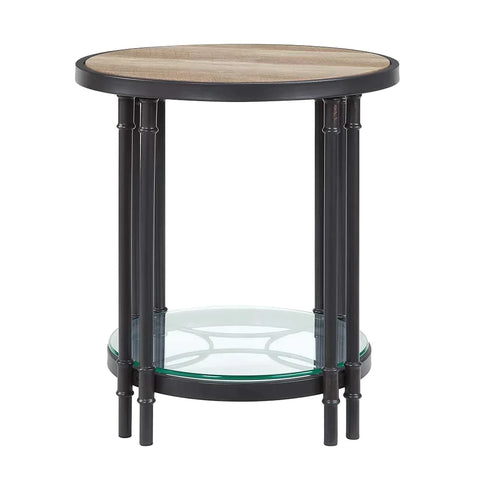 Brantley Oak & Sandy Black Finish End Table Model LV00752 By ACME Furniture