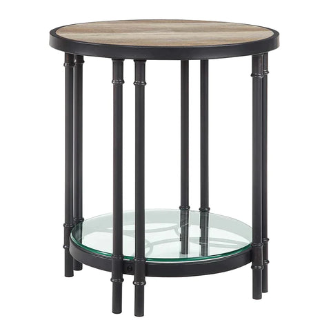 Brantley Oak & Sandy Black Finish End Table Model LV00752 By ACME Furniture