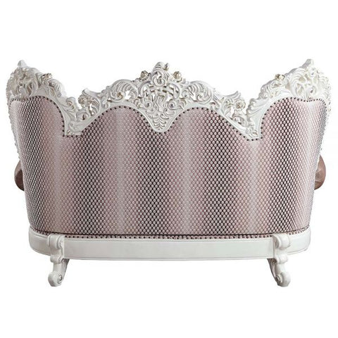 Vanaheim Fabric & Antique White Finish Loveseat Model LV00804 By ACME Furniture