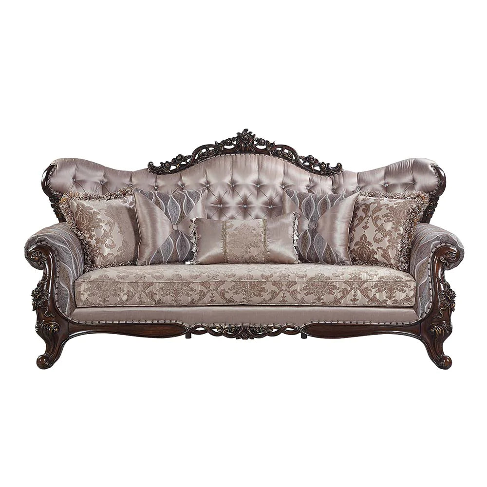 Benbek Fabric & Antique Oak Finish Sofa Model LV00809 By ACME Furniture