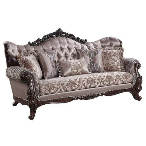 Benbek Fabric & Antique Oak Finish Sofa Model LV00809 By ACME Furniture