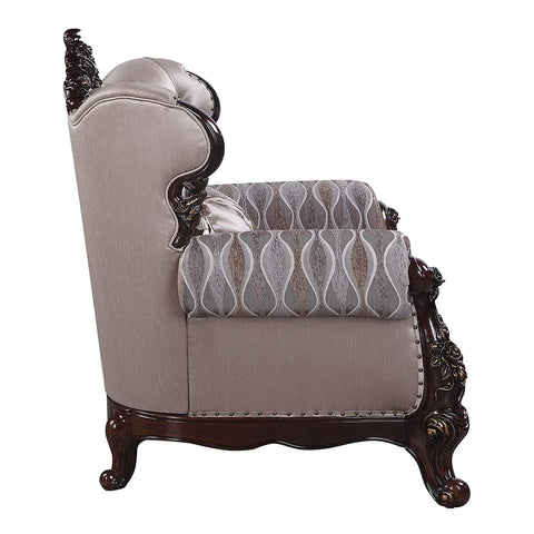 Benbek Fabric & Antique Oak Finish Loveseat Model LV00810 By ACME Furniture