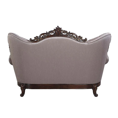 Benbek Fabric & Antique Oak Finish Loveseat Model LV00810 By ACME Furniture