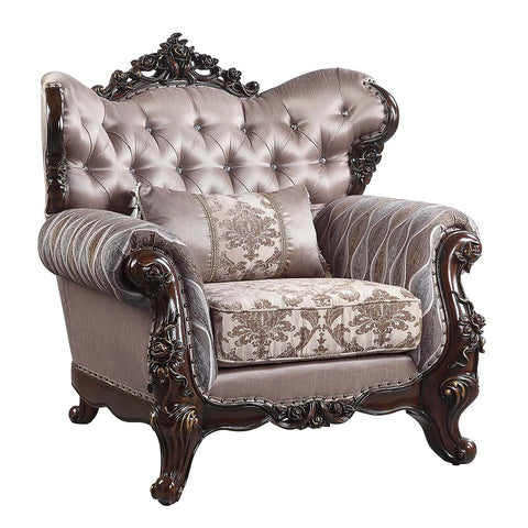 Benbek Fabric & Antique Oak Finish Chair Model LV00811 By ACME Furniture