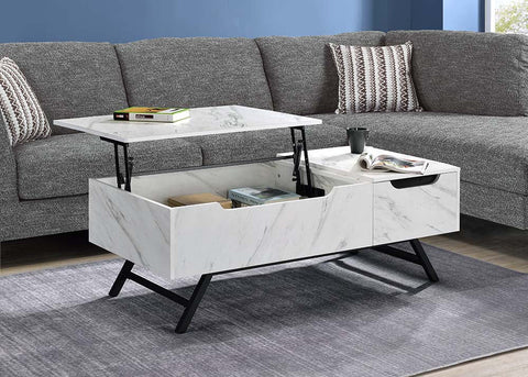 Throm White Finish Coffee Table Model LV00830 By ACME Furniture