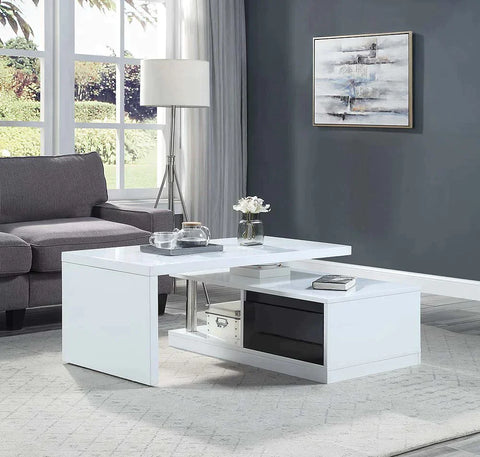 Buck II White & Black High Gloss Finish Coffee Table Model LV00997 By ACME Furniture