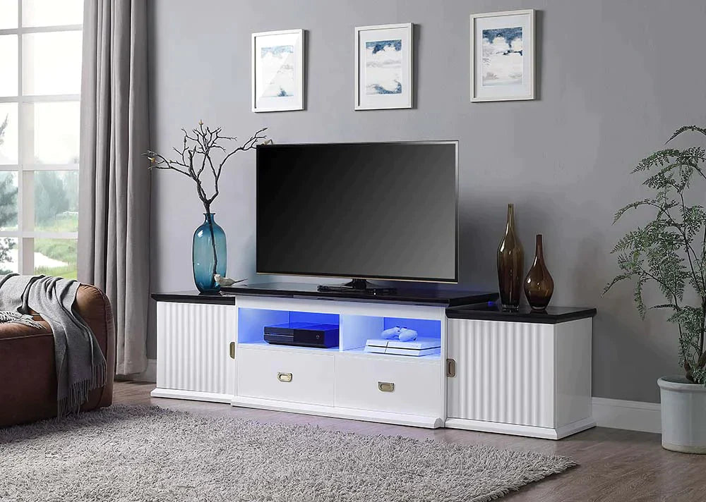 Barend White & Black High Gloss Finish TV Stand Model LV00999 By ACME Furniture