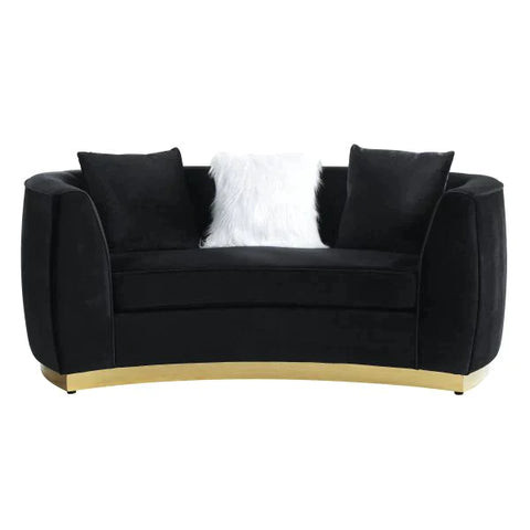 Achelle Black Velvet Loveseat Model LV01046 By ACME Furniture