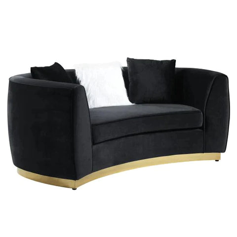 Achelle Black Velvet Loveseat Model LV01046 By ACME Furniture