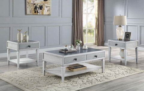 Katia Rustic Gray & Weathered White Finish Coffee Table Model LV01052 By ACME Furniture