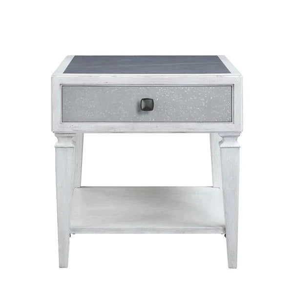 Katia Rustic Gray & Weathered White Finish End Table Model LV01053 By ACME Furniture