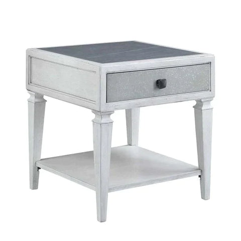 Katia Rustic Gray & Weathered White Finish End Table Model LV01053 By ACME Furniture