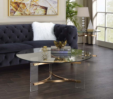 Sosi Gold Finish  Coffee Table Model LV01083 By ACME Furniture